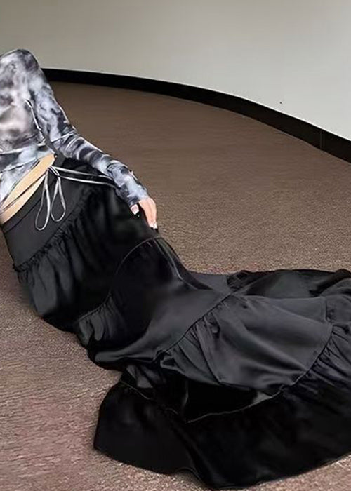 New Black High Waist Maxi Skirts Summer