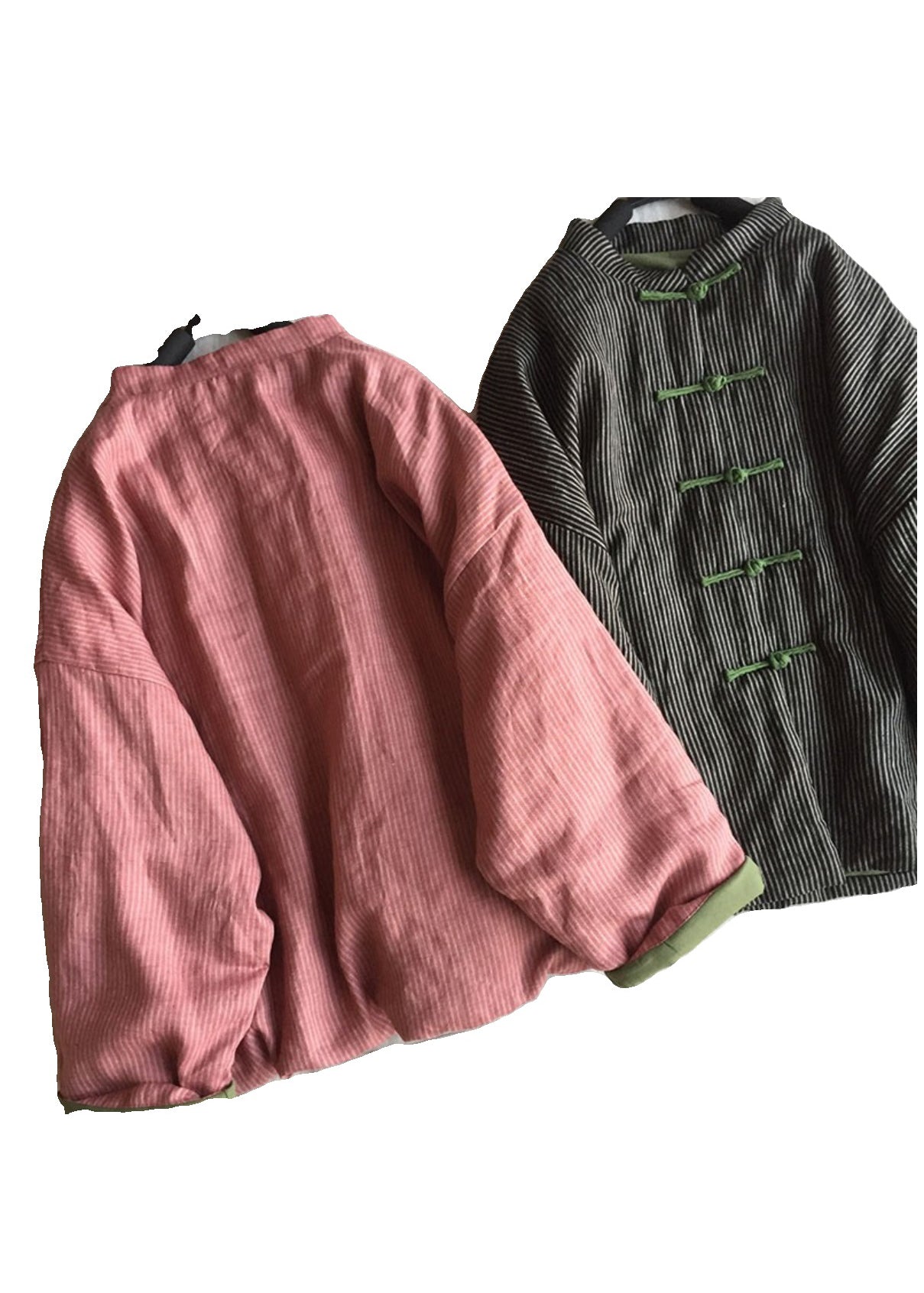 Pink Oriental Button Fine Cotton Filled Coat Spring