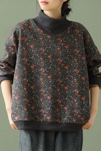 Limited Stock- Loose Print Turtleneck Blouse