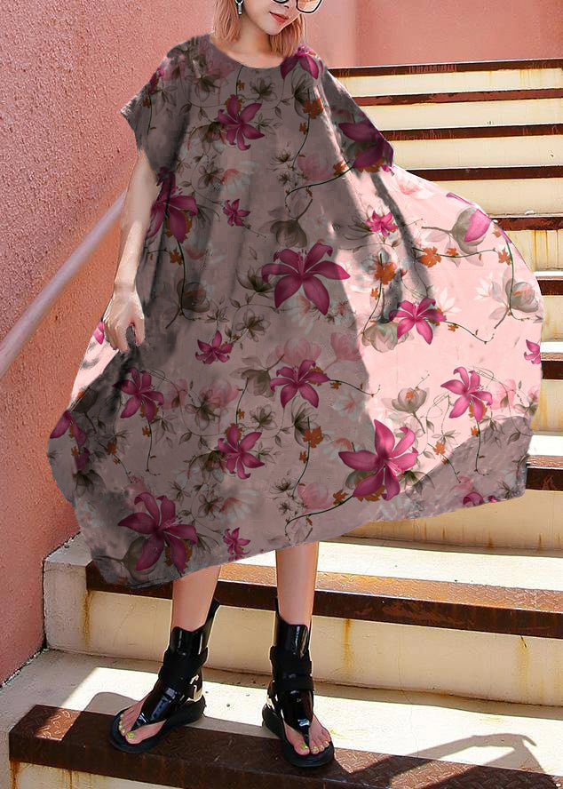 Simple Black Crane Prints Cotton Summer Dress