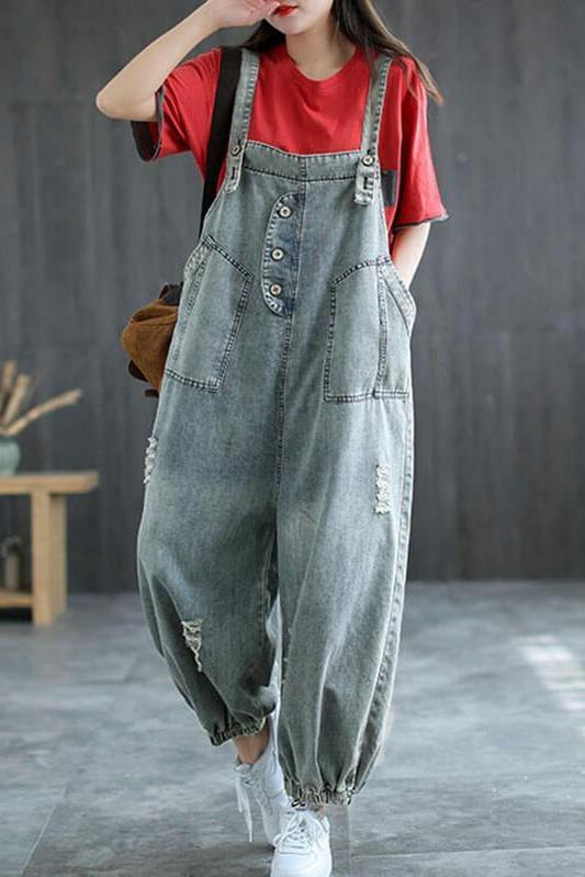 Denim Hole Jumpsuits Dungarees