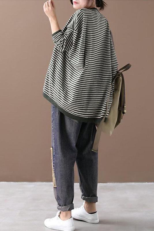 Lotstrends Ultra-loose Classic Striped Round Neck Sweater