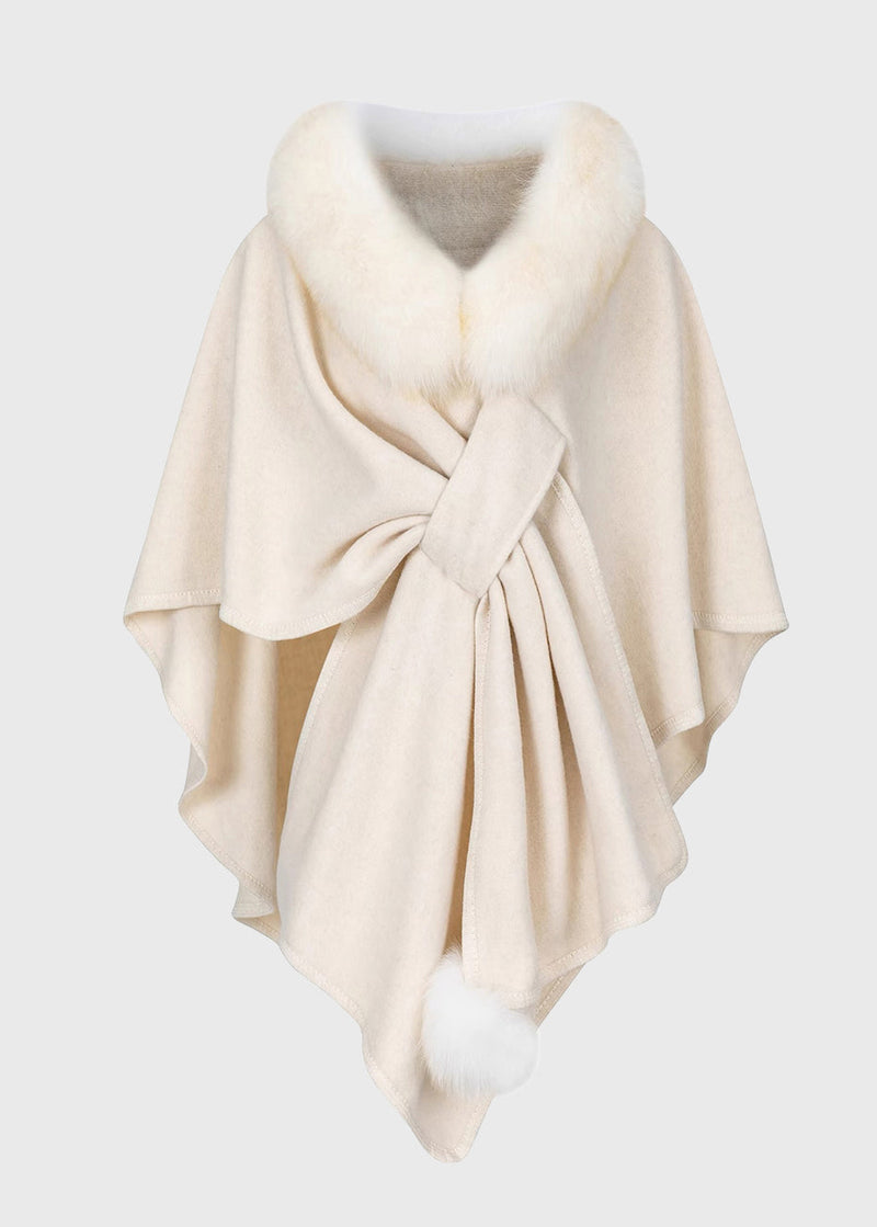 Dark Grey Fur Collar Coats Batwing Sleeve