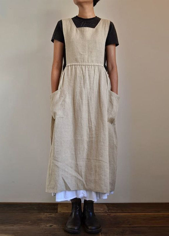 Handmade Black U Necku Neck Patchwork Pockets Maxi Dresses Summer