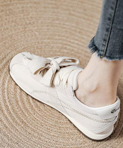 Pink Suede Lace Up Splicing Flat Shoes
