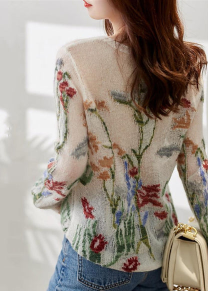French O-neck Hollow Out Knit Sweaters Spring