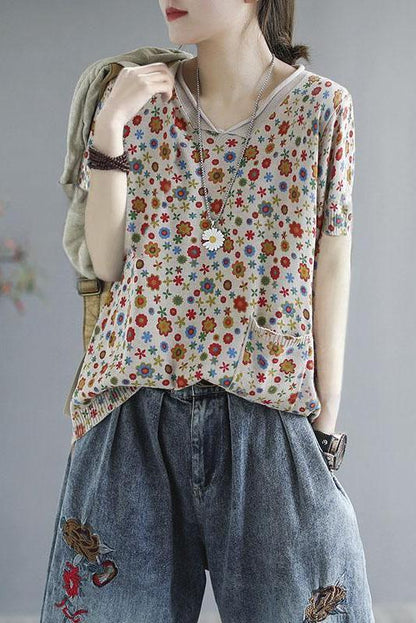 Spring Knitted Print Pocket Sweater