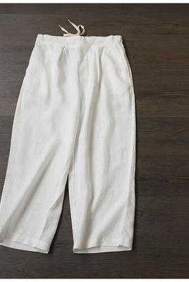 Loose Linen Pants Drawing Summer Trousers