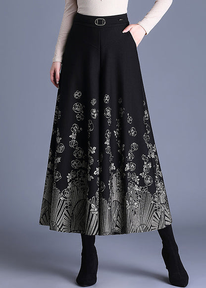 Coffee Sashes Woolen Crop Wide Leg Pants Spring