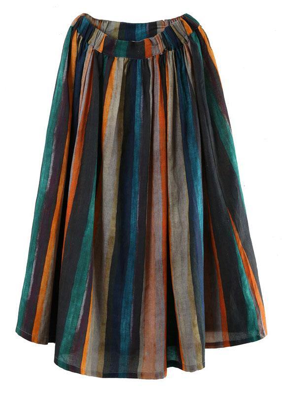 Striped a Line Retro Print Skirts Linen
