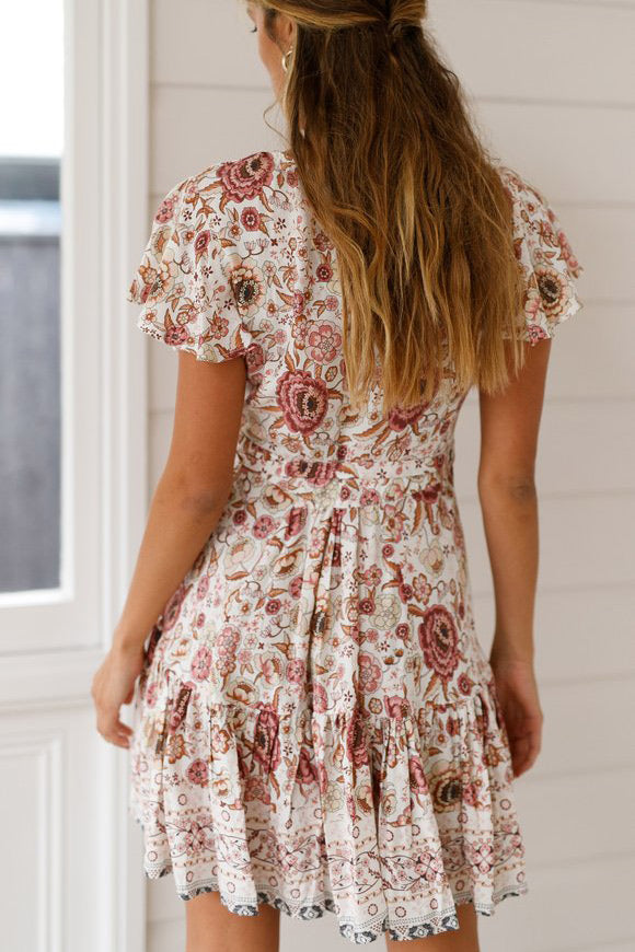 V-neck Maxi Printed Summer Short Dress