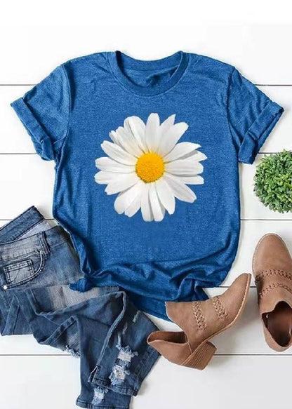 Limited Stock- Shoulder Sleeve Loose Sunflower Printed T-shirt