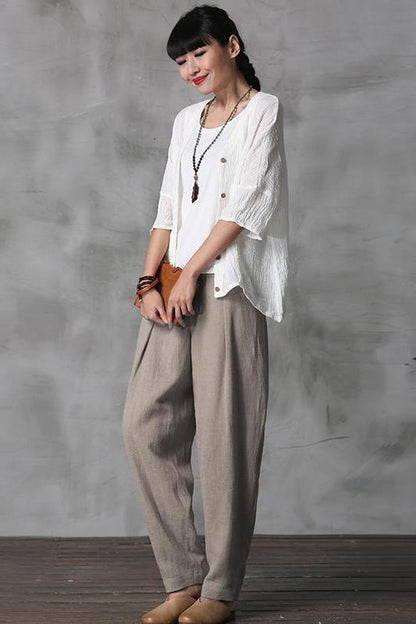Cotton Linen Trousers Pencil Pants