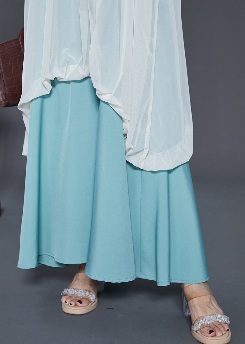 White Cold Shoulder Patchwork Chiffon Vacation Dresses Summer