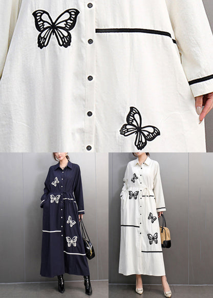 Black Peter Pan Collar Print Long Dress Spring