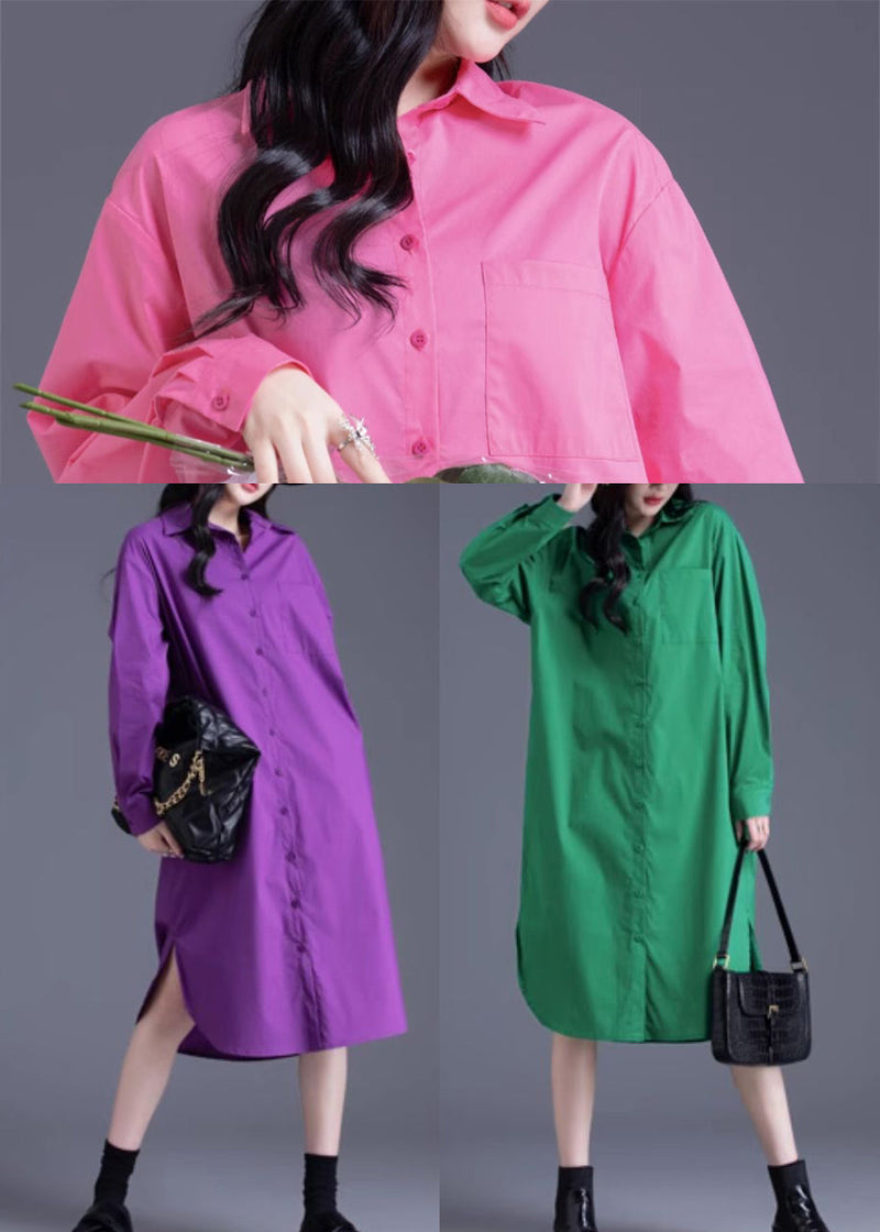 Pink Oversized Cotton Long Dress Spring