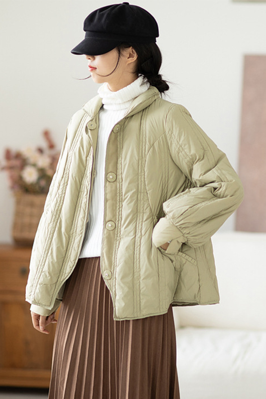 Winter Pure Color White Duck Down Jacket