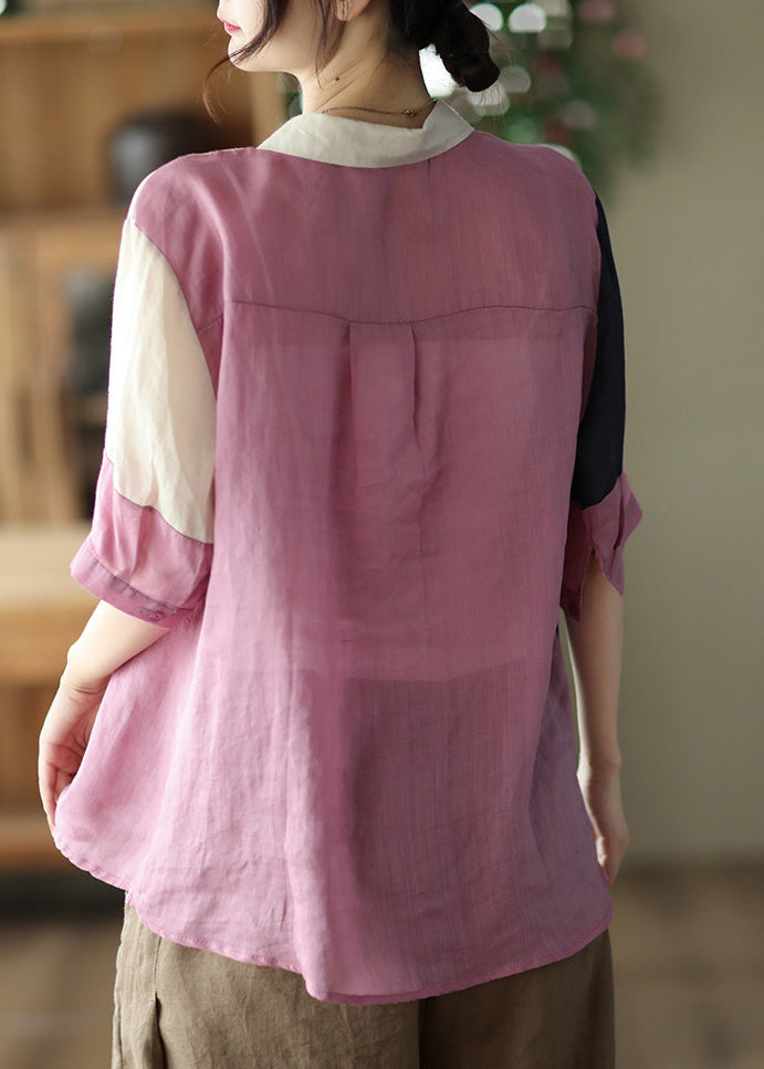 Pink Button Cozy Ramie Shirt Summer