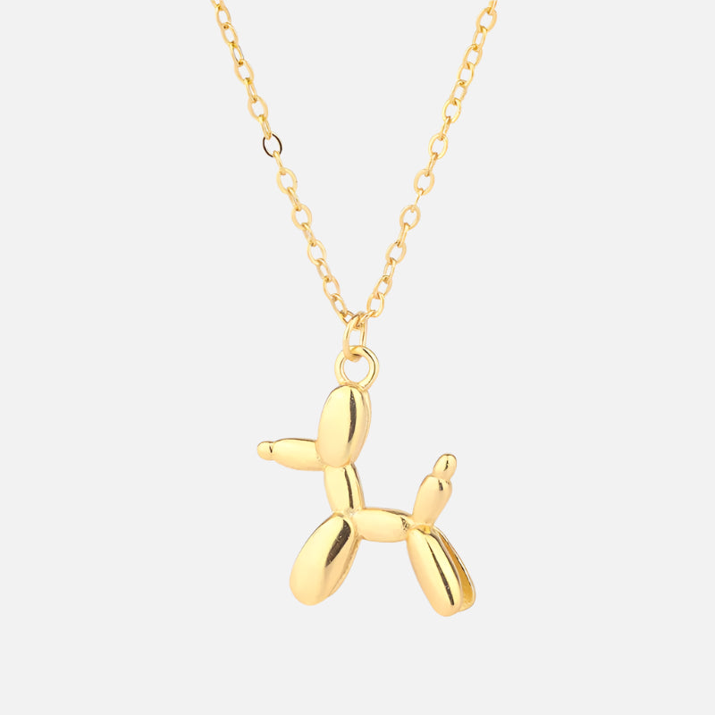 Gold-tone Balloon Dog Pendant Necklace