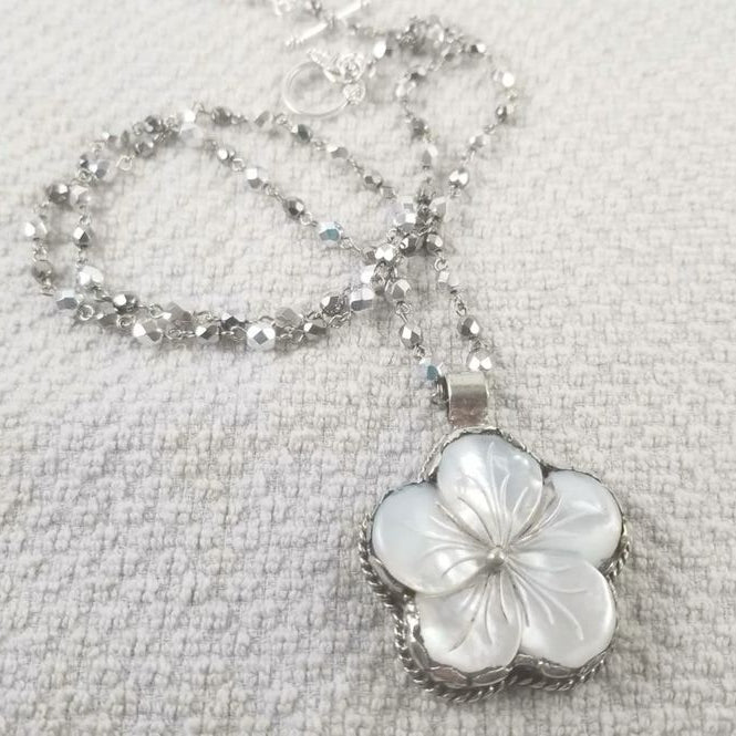 White Petal Sterling Silver Necklace