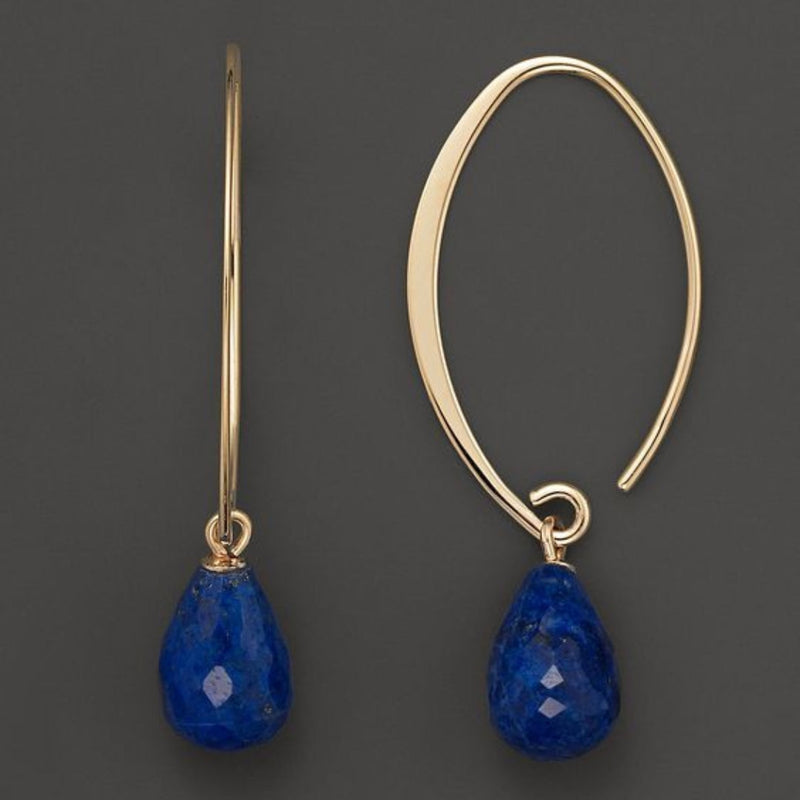Blue Crystal Gold Earrings