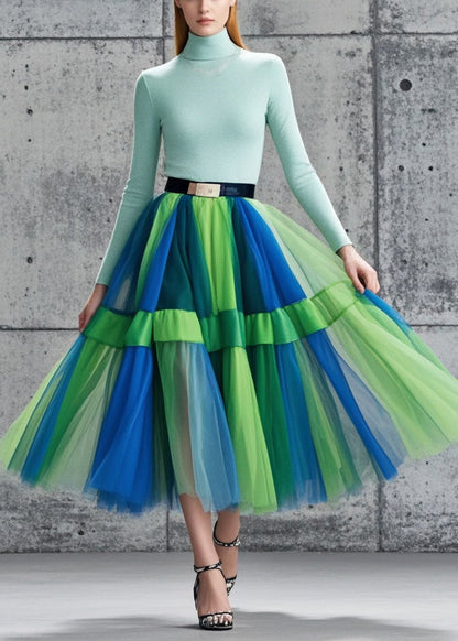 Multicolor Exra Large Hem Tulle Skirts Summer