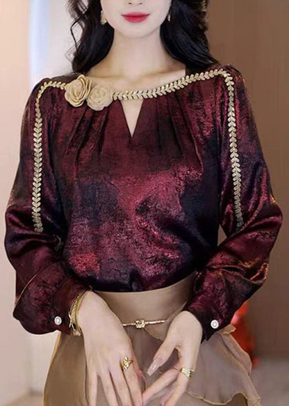 Boutique Mulberry O-neck Silk Shirt Tops Spring