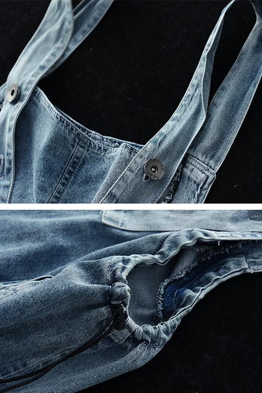 Denim Cotton Button Jumpsuits Dungarees