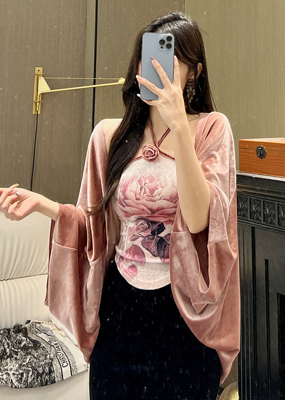 Oversized Silk Velvet Cardigan Batwing Sleeve