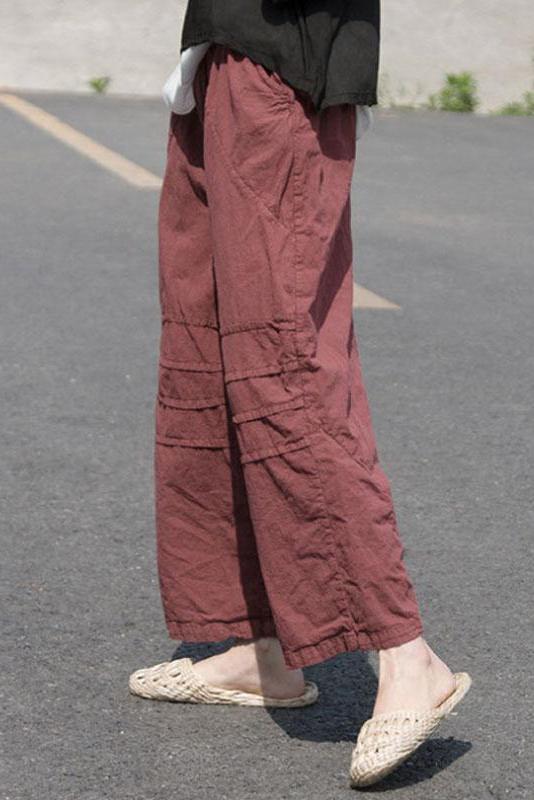 Limited Stock- Distressed Wine Red Loose Pants