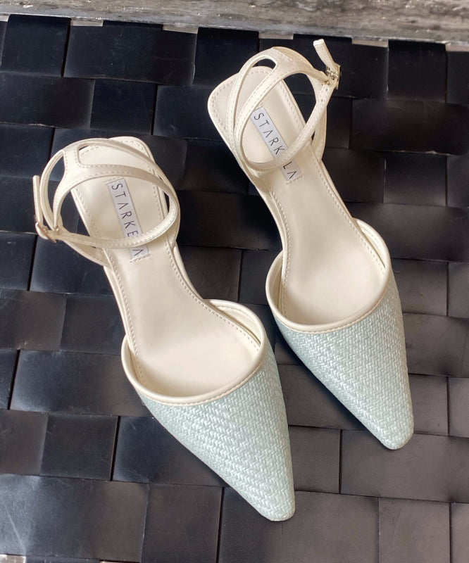 Blue High Heel Faux Leather Splicing Sandals