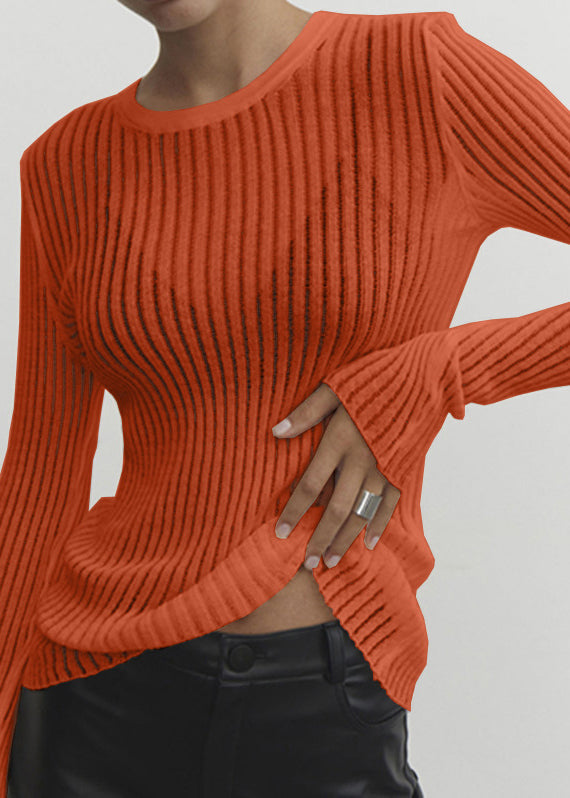 White O Neck Thin Breathable Knit Top Spring