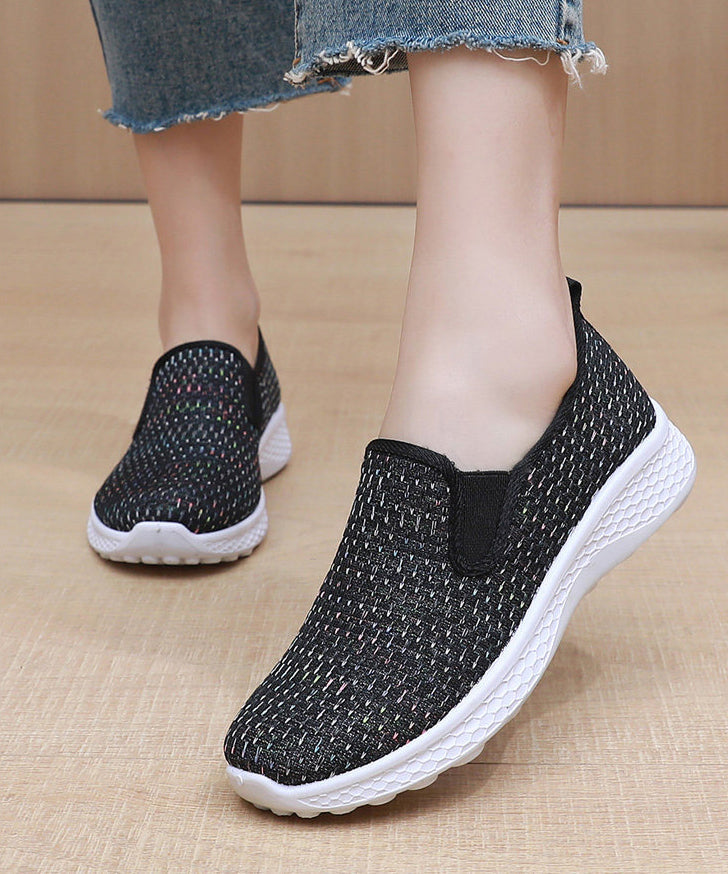 Knit Fabric Flat Shoes for Fine Print Flat Shoes
