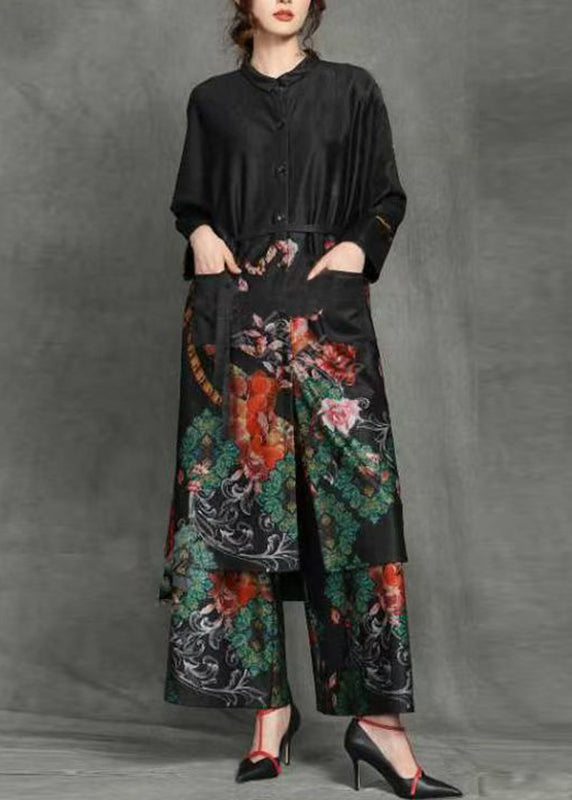 Boutique Black Peter Pan Collar Cardigans and Crop Pants Two Piece Set Spring