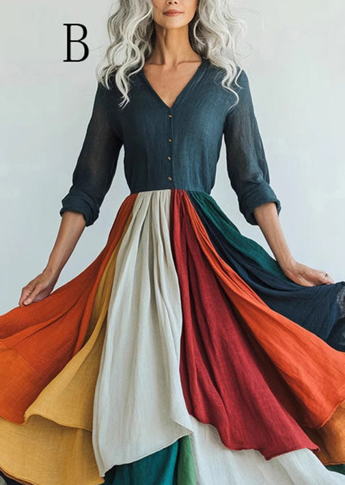 New Long Sleeved Exra Large Hem Print Dress