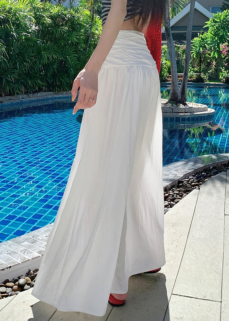 Art White Wrinkled Cotton Skirts Summer