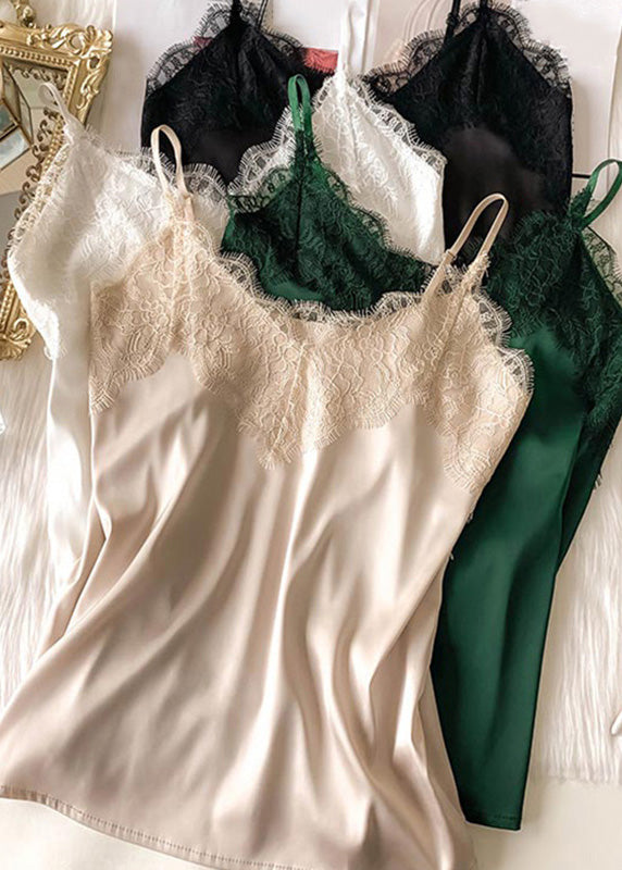 Brief White Lace Vests Sleeveless V Neck