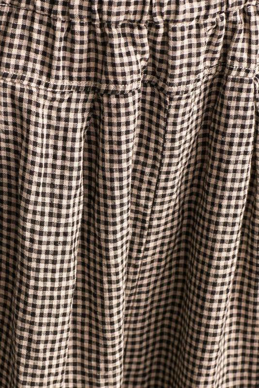 Black White Grid Wide-legged Pants Linen Trousers