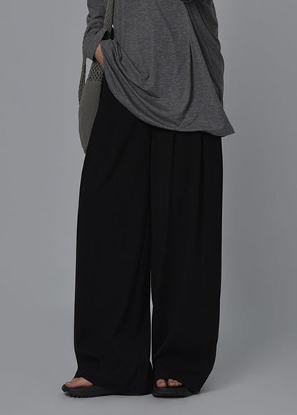Black High Waist Pockets Wide Leg Pants Summer