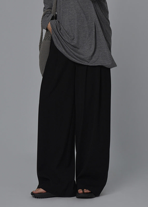 Black High Waist Pockets Wide Leg Pants Summer