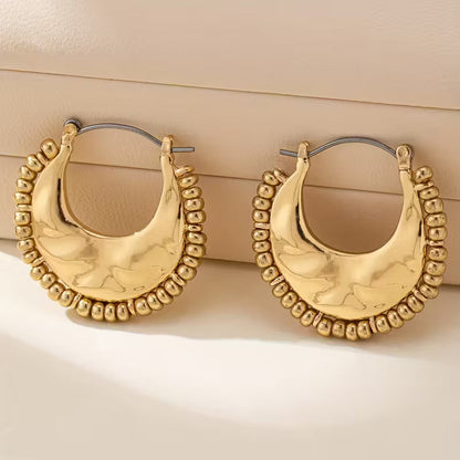 Crescent Moon Beaded Hoop Earrings