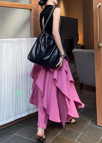 French Black Tops and Ruffled Skirts Two Pieces Summer