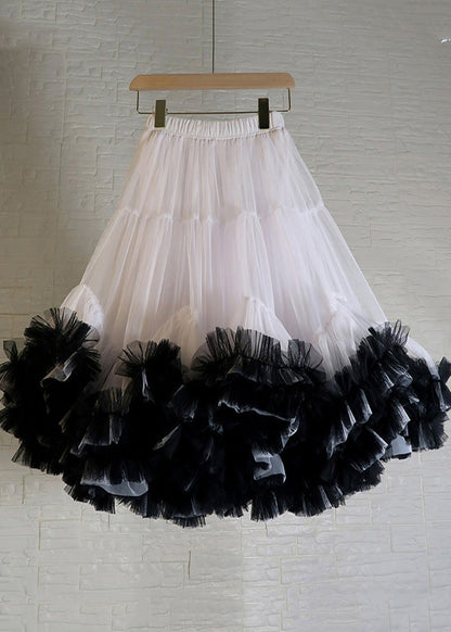 Orange Ruffled Patchwork Tulle Skirts Summer