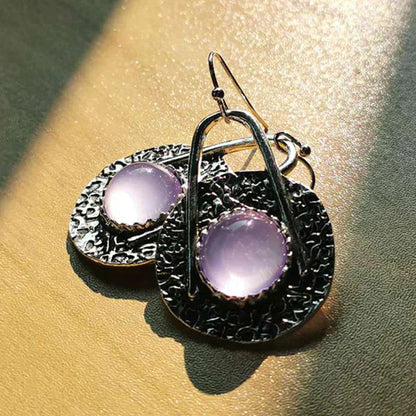 Earrings With Purple Stones in Sterling Silver