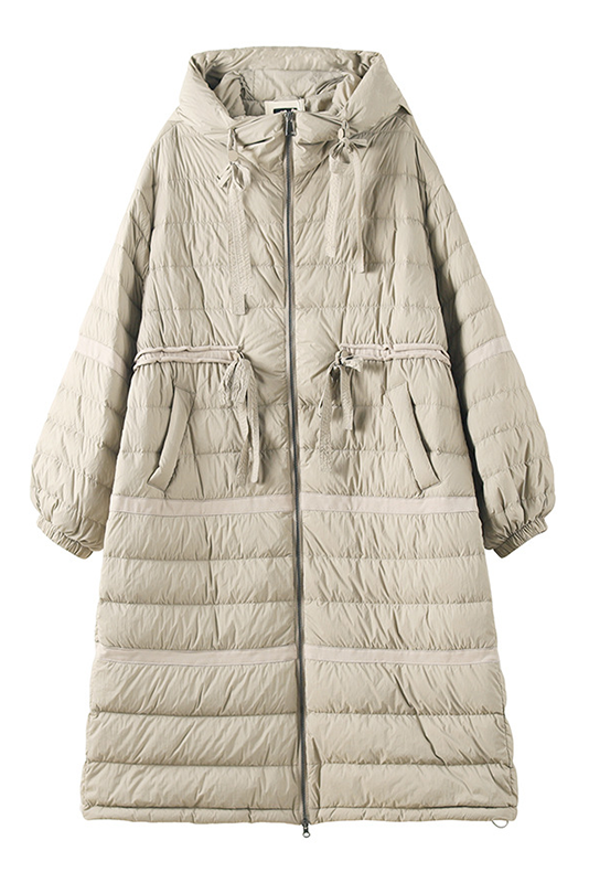 - Winter Hooded Long Down Jacket With White Duck Down