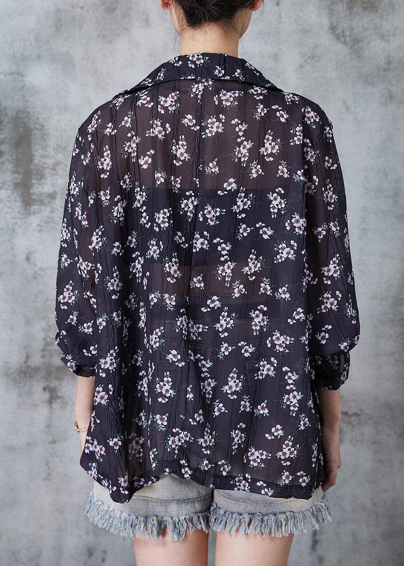 Unique Black Oversized Print Tulle Upf 50+ Coat Jacket Summer