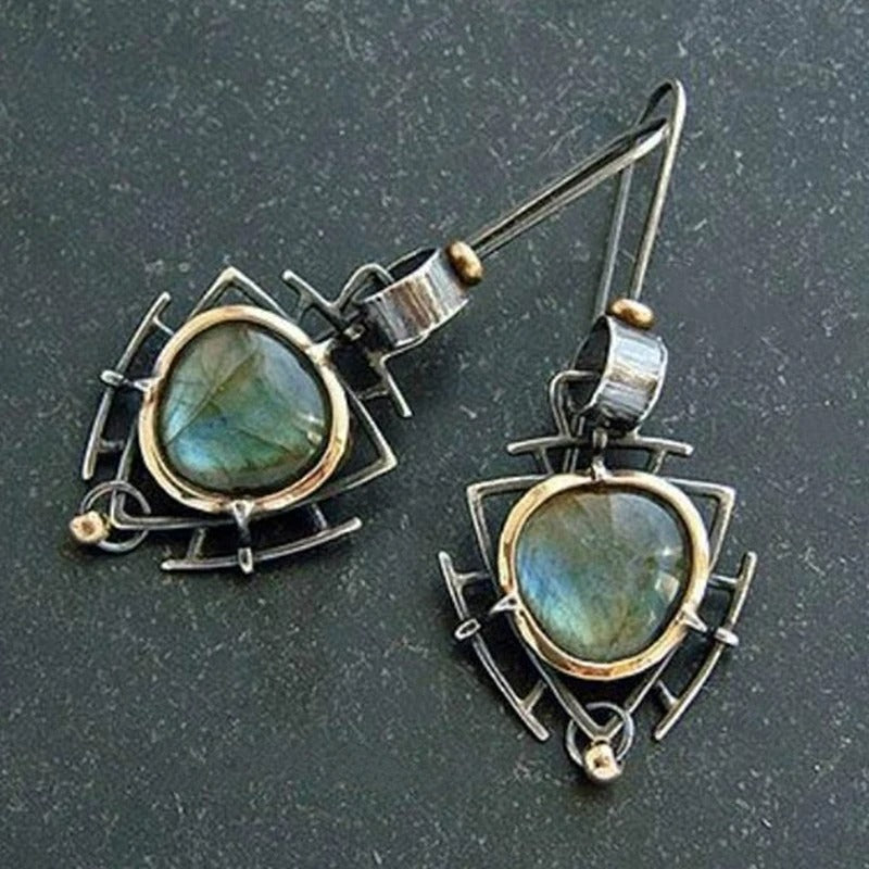 Silver & Gold Labradorite Earrings