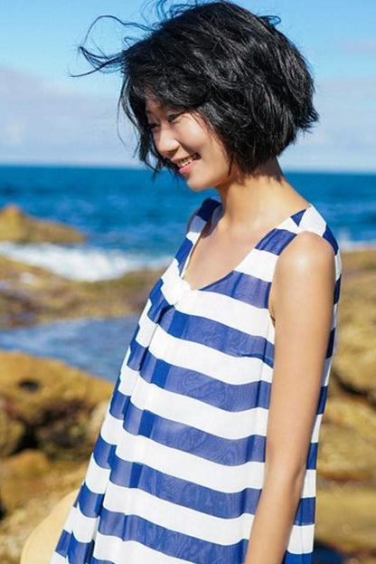 Limited Stock- Summer Loose Stripe Sleeveless Pinafore Dress