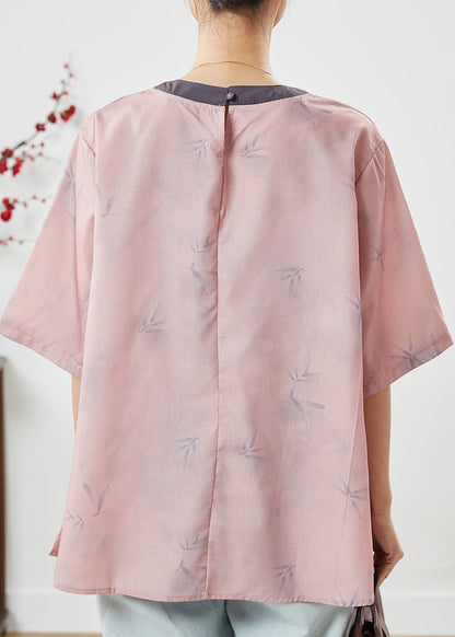 Purple Mandarin Collar Linen Shirt Top Summer