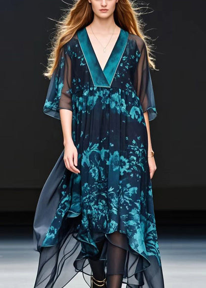 Black Oversized Print Chiffon Robe Dresses Summer